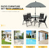 6PCS Garden Furniture Set Patio Coffee Table Folding Chairs Set W/Grey Parasol