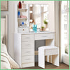 YAMISSI Bedroom Funiture Dressing Table w/LED Mirror Vanity Table Set +6 Drawers