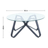 NEW Stylish 80cm Round Coffee Table with Tempered Glass Top and Black Metal Legs