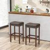 2Pcs Bar Stool PU Leather Counter Height Saddle Stools Dining Chairs Grey 74CM