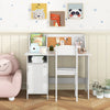 Kids Table and Chair Set Home Student Writing Desk w/ Cabinet-White