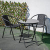 80CM Round Glass Garden Table &2 Rattan Chairs Outdoor Balcony Bistro Dining Set