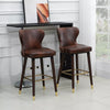 Luxury Bar Stools Set of 2 with Back, PU Leather Upholstery, Brown