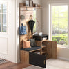 HALLWAY WARDROBE SET WITH CLOTHES RAIL RACK, MIRROR, SHELVES, SHOE STORAGE BENCH