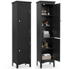 5-Tier Bathroom Tall Cabinet Slim Freestanding Storage Organizer Cupboard 2 Door