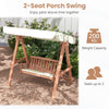 A Frame Wood Porch Swing Outdoor Garden 2-Seat Swing Bench w/ Canopy & Cushions