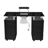 Manicure Nail Table with Glass Top Salon Beauty Station Technician Storage Desk