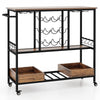 3 Tiers Bar Cart Home Serving Cart Industrial Rolling Beverage Cart on Wheels