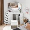 Dressing Table Corner White with 5 Drawer 3 Mirror Stool Makeup Dresser Set