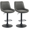 Adjustable 360 Degree Swivel Bar Stools, Set of 2 Bar Chairs, Grey