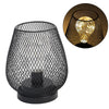 Set of 2 Metal Line Cage Table Lamps Battery Powered Cordless LED Blub Lights UK