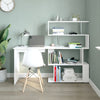 Mondeer L Shaped Computer Desk Corner Desk 360 Degree Rotatable Shelves White