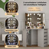 Corner Dressing Table with LED Lights Vanity Makeup Desk with Mirror & 5 Drawers