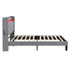 UPHOLSTERED PLATFORM BED 4FT6 DOUBLE BED FRAME WITH LED STORAGE HEADBOARD GREY