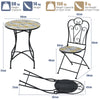 3 Piece Patio Bistro Set Mosaic Metal Dining Set Garden Table and Folding Chairs