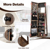 Floor Jewelry Cabinet Armoire Lockable Standing Jewelry Organizer w/Mirror