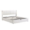 Ottoman Bed 5ft King LED Upholstered Storage Bed Frame with Adjustable Headboard