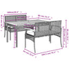 ShCuShan 3 Piece Garden Dining Set with Cushions Black Poly Rattan,Rattan D2R8