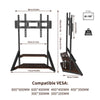 Heavy Duty TV Floor Stand with 2 Wood Shelves for 65-100 Inch TV Corner Bracket