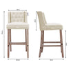 2x Buttoned Linen Padded Bar Stools Barstool Kitchen Breakfast Bar Pub Chair