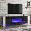 70inch TV Stand Cabinet & 36" Electric Fireplace 12 LED Lights Furniture Storage