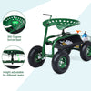 99CM Garden Cart Garden Rolling Scooter Steerable Adjustable Work Seat w/Basket