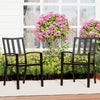 Set of 2 Garden Dining Chair Set Outdoor w/ High Back Armrest Black Stackable