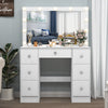 White Dressing Table LED Mirror 7 Drawers Vanity Makeup Desk Set Bedroom Girl