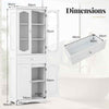 Freestanding Linen Cabinet with 2 Adjustable Shelves-White