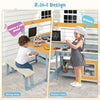 Mud Kitchen Play Kitchen with Kids Picnic Table & Kitchenware-Grey