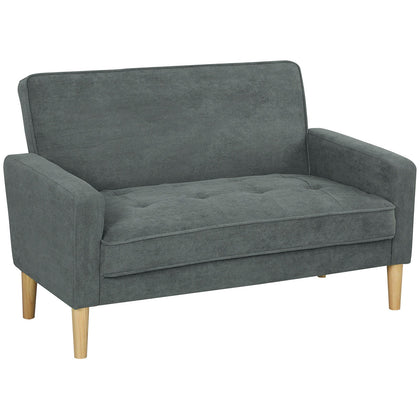 2 Seater Sofa, Velvet-Feel Upholstered Loveseat for Small Space, Grey