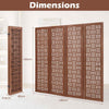 Bedroom Carved Privacy Screen 4-Panel Room Divider-Walnut