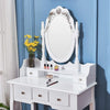 Dressing Table 5 Drawer Makeup Desk Dresser w/Mirror and Stool Bedroom White