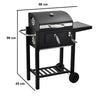 57cm Charcoal Grill BBQ with Thermometer, Stand Wheels& Cooker with Porcelain