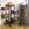 Rotating Veg Fruits Trolley Basket Rack Metal Kitchen Bathroom Storage Shelf UK