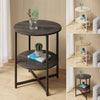 Small 2 Tier Round Bedside Table Sofa End Table Coffee Table with Shelf Bedroom