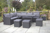 Nustone L Shaped Sofa Rattan Garden Patio Dining Set - Seating 8 in Black 10C01D