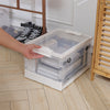 Mobile Storage Box wit Lid Folding Stackable 30/42L Lidded Plastic Crate Tub Box