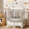 Premium Baby Toddler Cot Bed with Wheels & 4 Drawers Eco-friendly 85x62x108cm UK