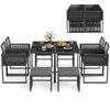 9 Pieces Patio Dining Set Outdoor Space-Saving Furniture Set-Gray