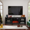 Modern Black TV Stand Media Unit Cabinet W/ Electric Fireplace 12Color LED Light