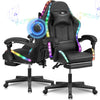 RGB Office Reclining Chair with Footrest & Bluetooth Music Speakers Gaming Chair