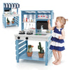 Kids Mud Kitchen Outdoor Wood Kitchen Playset Double-Sided Pretend Play Kitchen