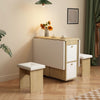 Drop Leaf Table & Stools Foldable Dining Set with Storage, 120x80cm, Oak+White