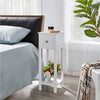 Slim Bedside Tables Set of 2PCs, White Tall Nightstands with Drawer & Shelf Home