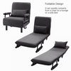Grey Fabric 3 IN 1 Multifution Folding Sofa Bed Armchair Single Beds W/2 Wheels
