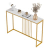 47" Gold Long Console Table Marble Marble Tabletop Hallway Entryway Skinny Table