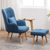 Occasional Scalloped Button High Back Fabric Armchair Sofa Chair Footrest Stool