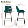 2Pcs Green Bar Stools Velvet Breakfast Pub Chair Kitchen Shape V Design