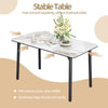 XL Rectangle Kitchen Dining Table Marble Top Heavy Aluminum Frame for 4-6 People